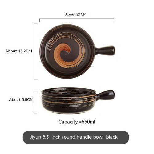 Household Single Handle Ceramic Baking Bowl Student Dormitory